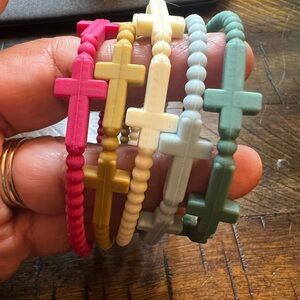 Plunder Colorful Cross Stretch Bracelet Set - Pastel and Bright Mix